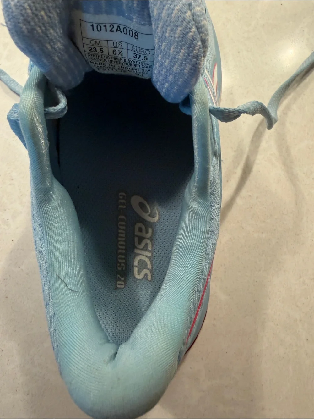 Asics light blue women's running shoe size 6.5 or 37.5
